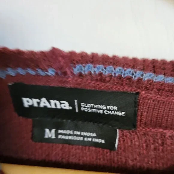 Prana Women's Milani Striped Tunic Hoodie Maroon Stripe Size Medium NWT - Picture 4 of 10
